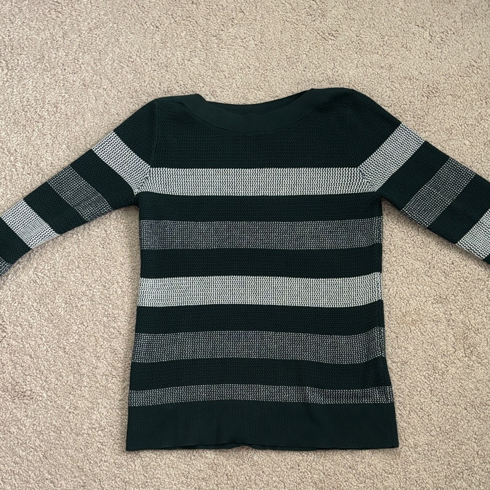 Market & Spruce Green and White Striped Sweater